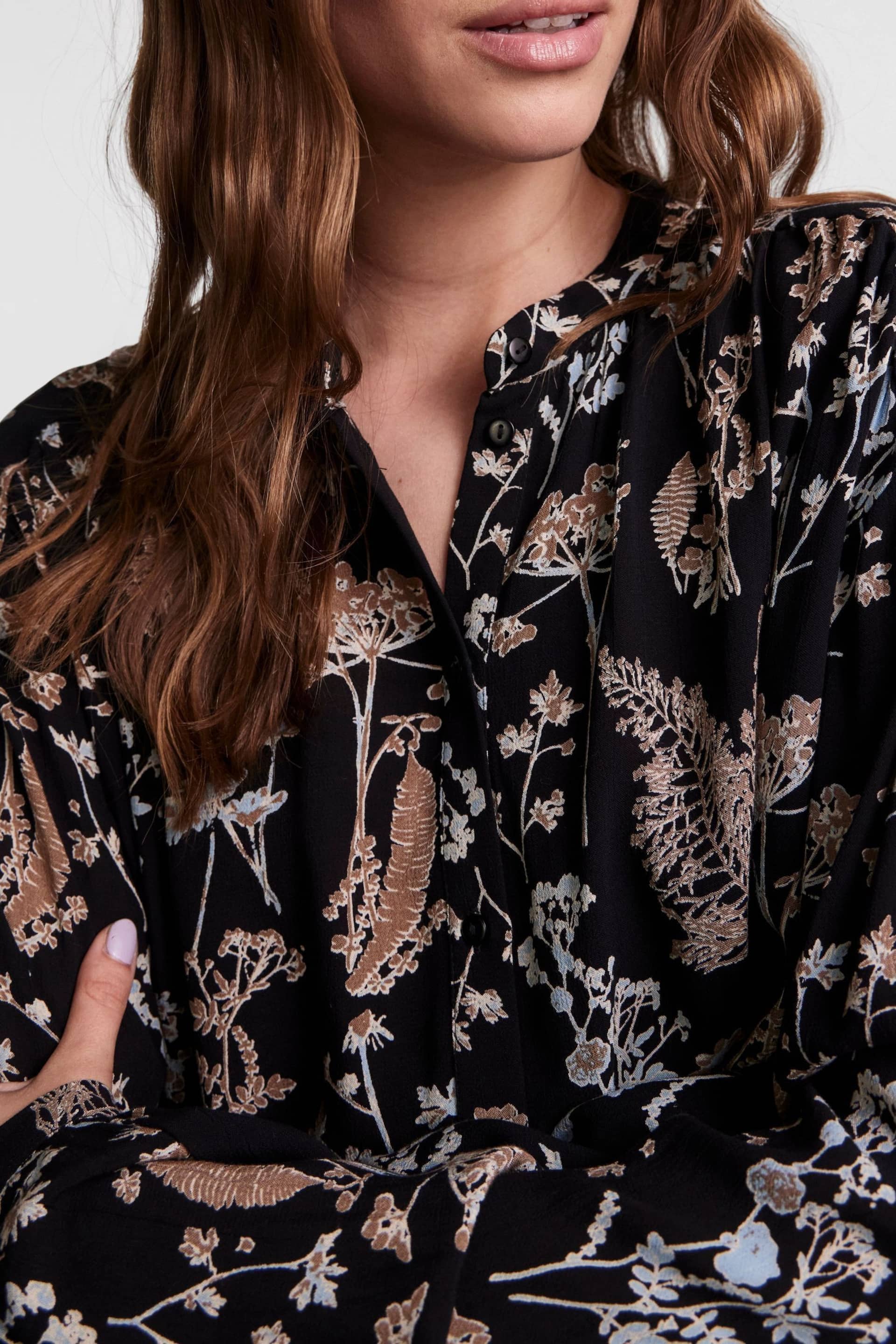 PIECES Black Printed Long Sleeve Blouse - Image 4 of 5