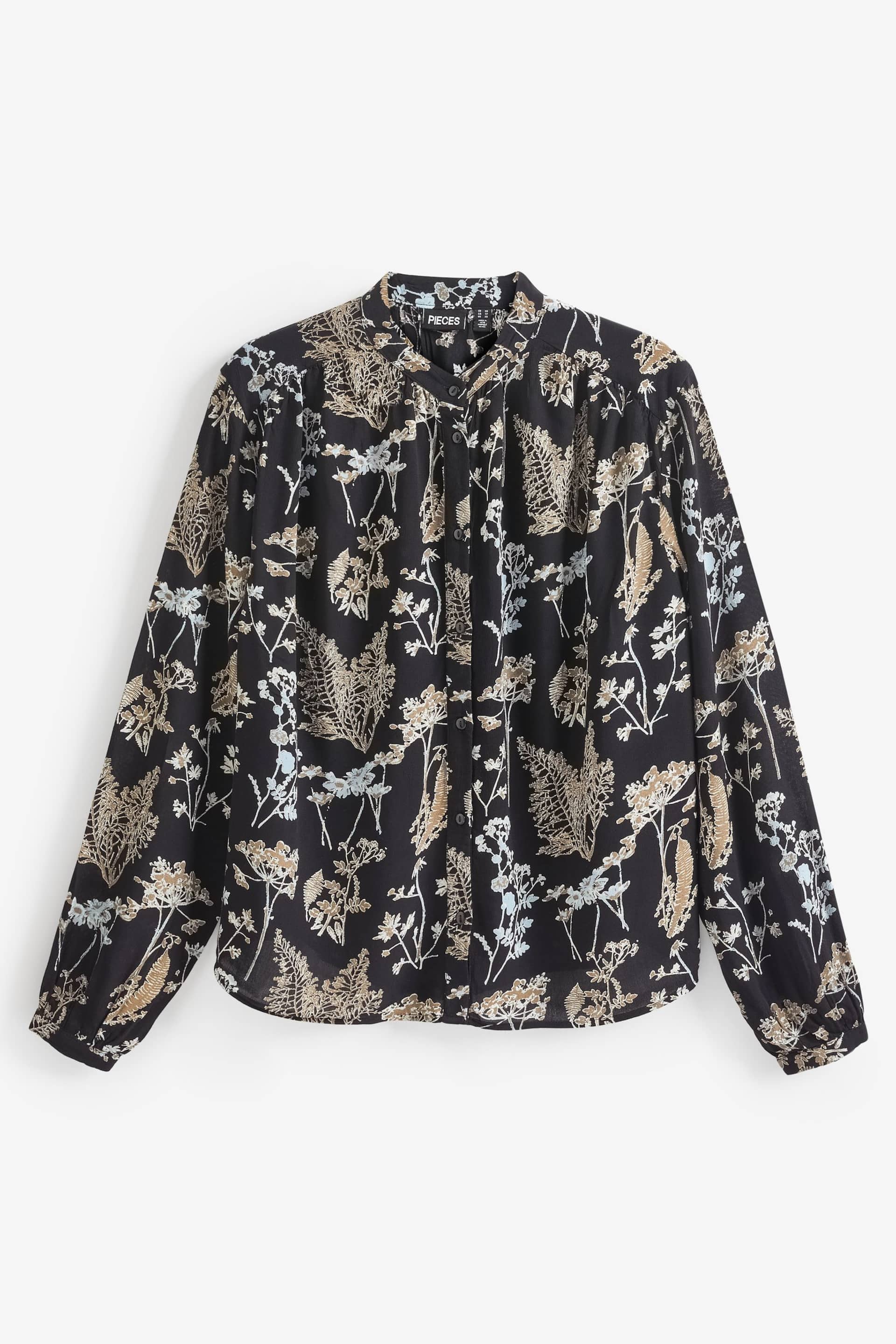 PIECES Black Printed Long Sleeve Blouse - Image 5 of 5