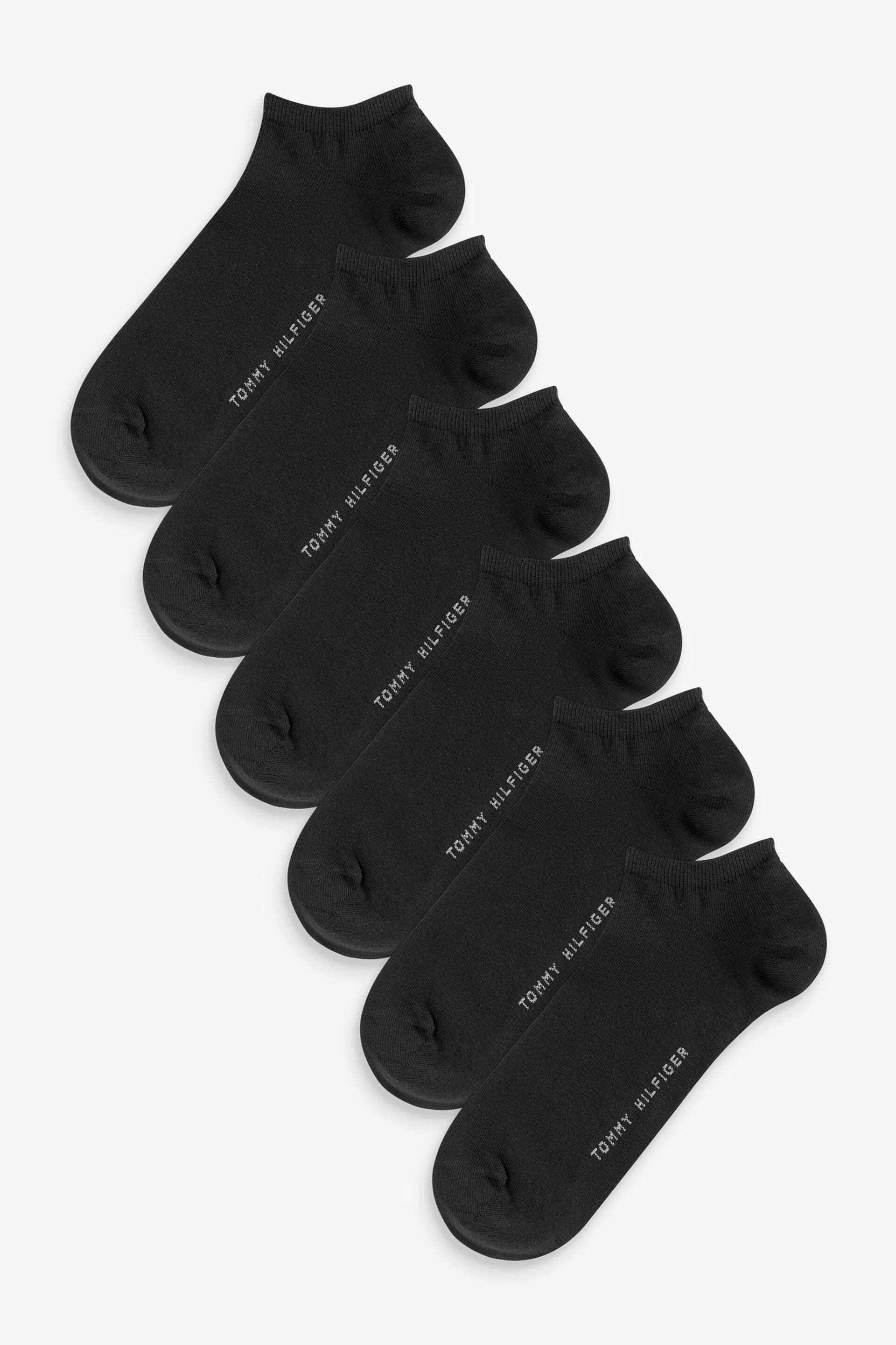 Tommy Hilfiger Black Mens Sneaker Socks 6 Pack - Image 1 of 2