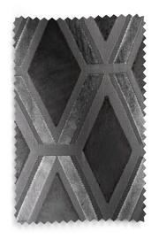 Charcoal Grey Next Collection Luxe Heavyweight Geometric Cut Velvet Pencil Pleat Lined Curtains - Image 4 of 4
