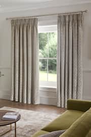 Champagne Gold Next Collection Luxe Heavyweight Maeve Damask Velvet Pencil Pleat Lined Curtains - Image 3 of 6
