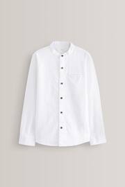 White Linen Blend Grandad Collar Long Sleeve Shirt (3-16yrs) - Image 1 of 2