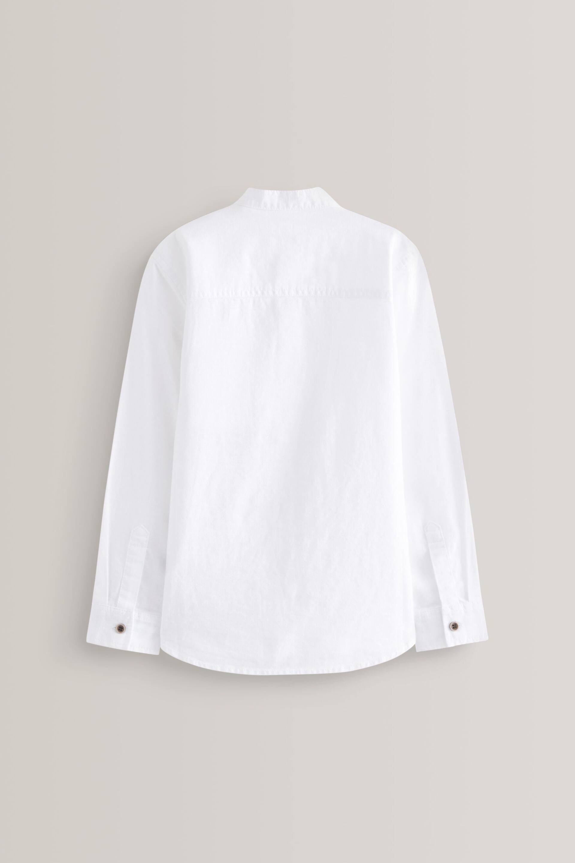 White Linen Blend Grandad Collar Long Sleeve Shirt (3-16yrs) - Image 2 of 2