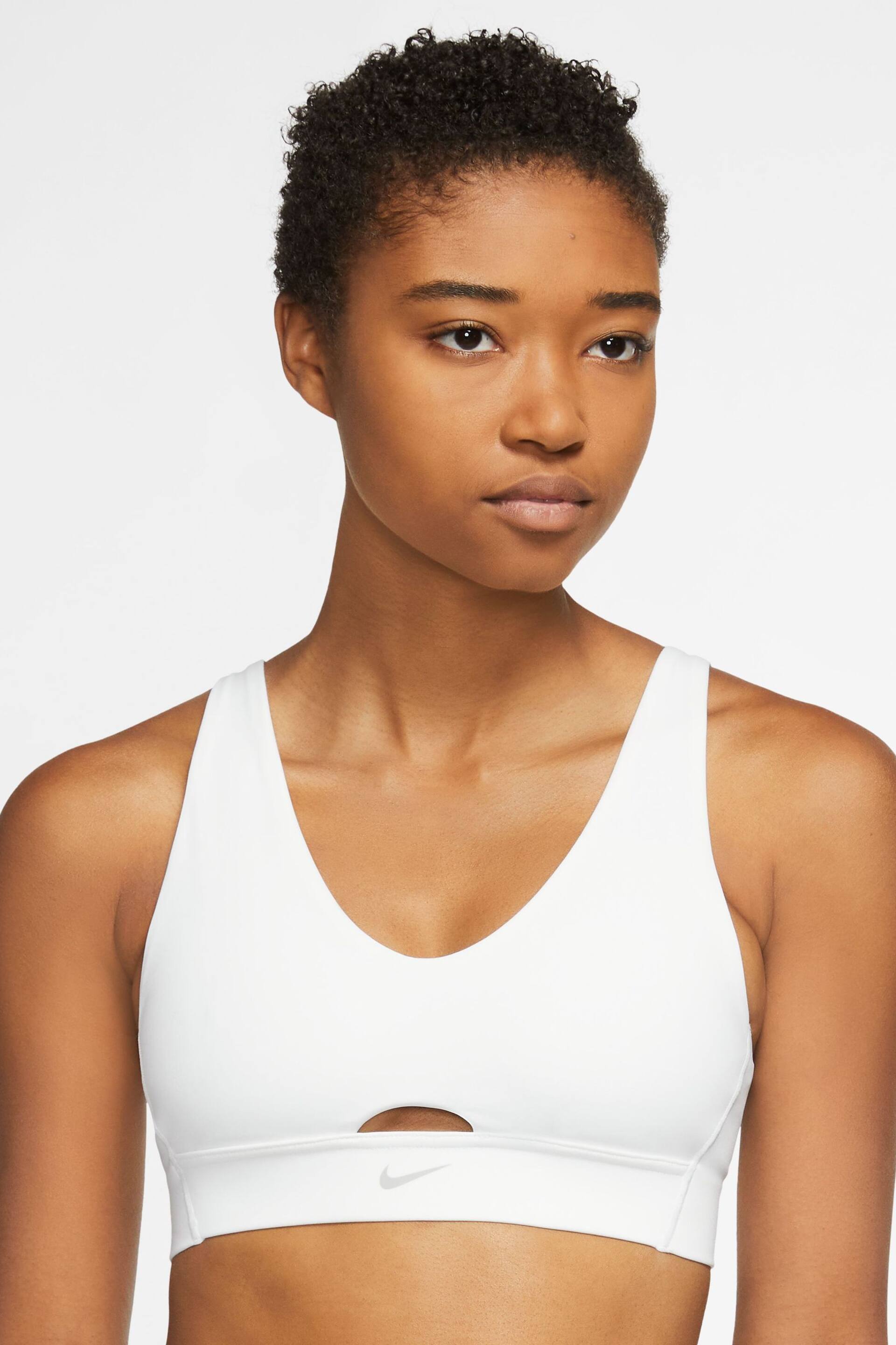 Nike White Medium Dri-FIT Indy Support Padded Cutout Sports Bra - Image 1 of 4