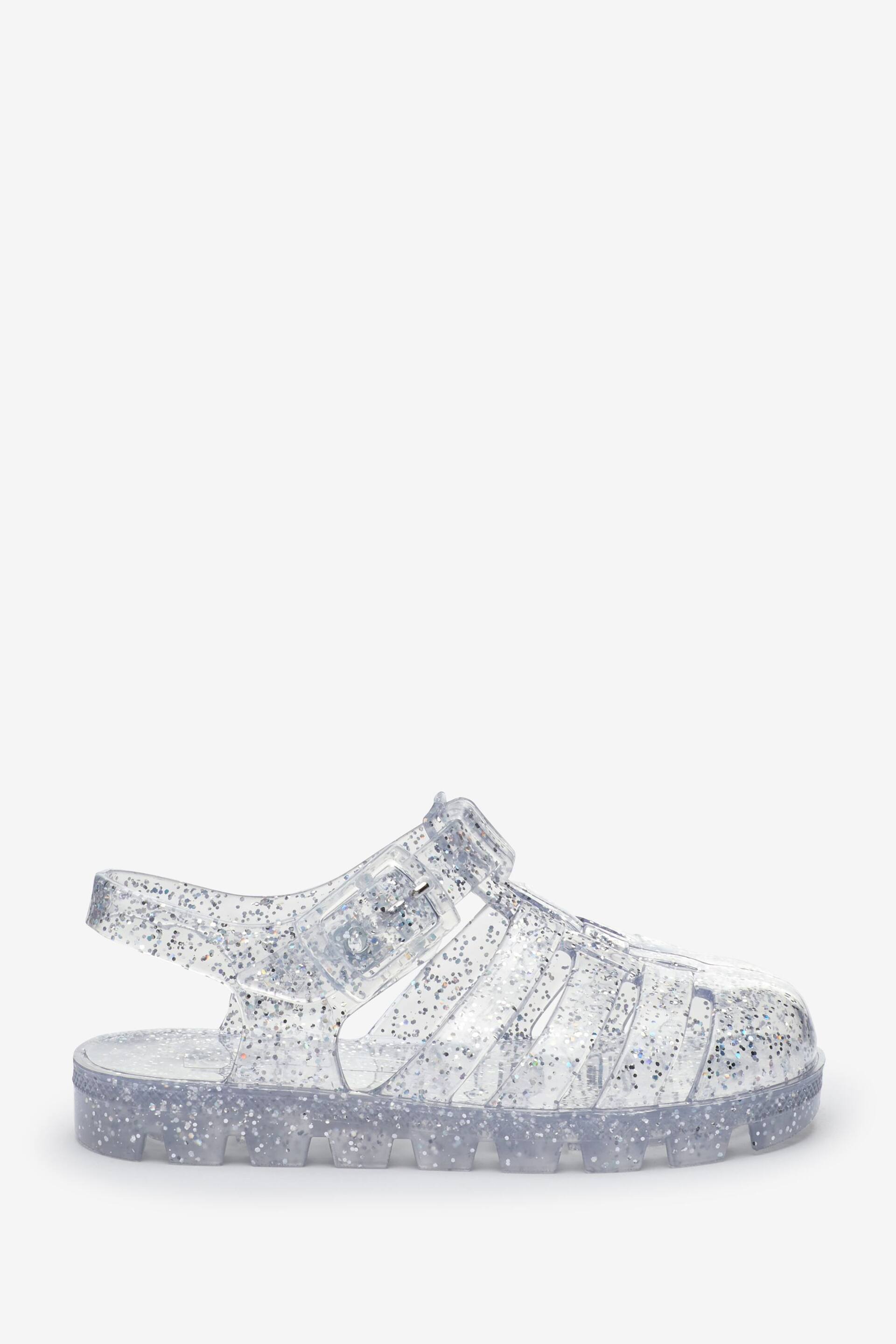 Silver Glitter Jelly Sandals - Image 1 of 4
