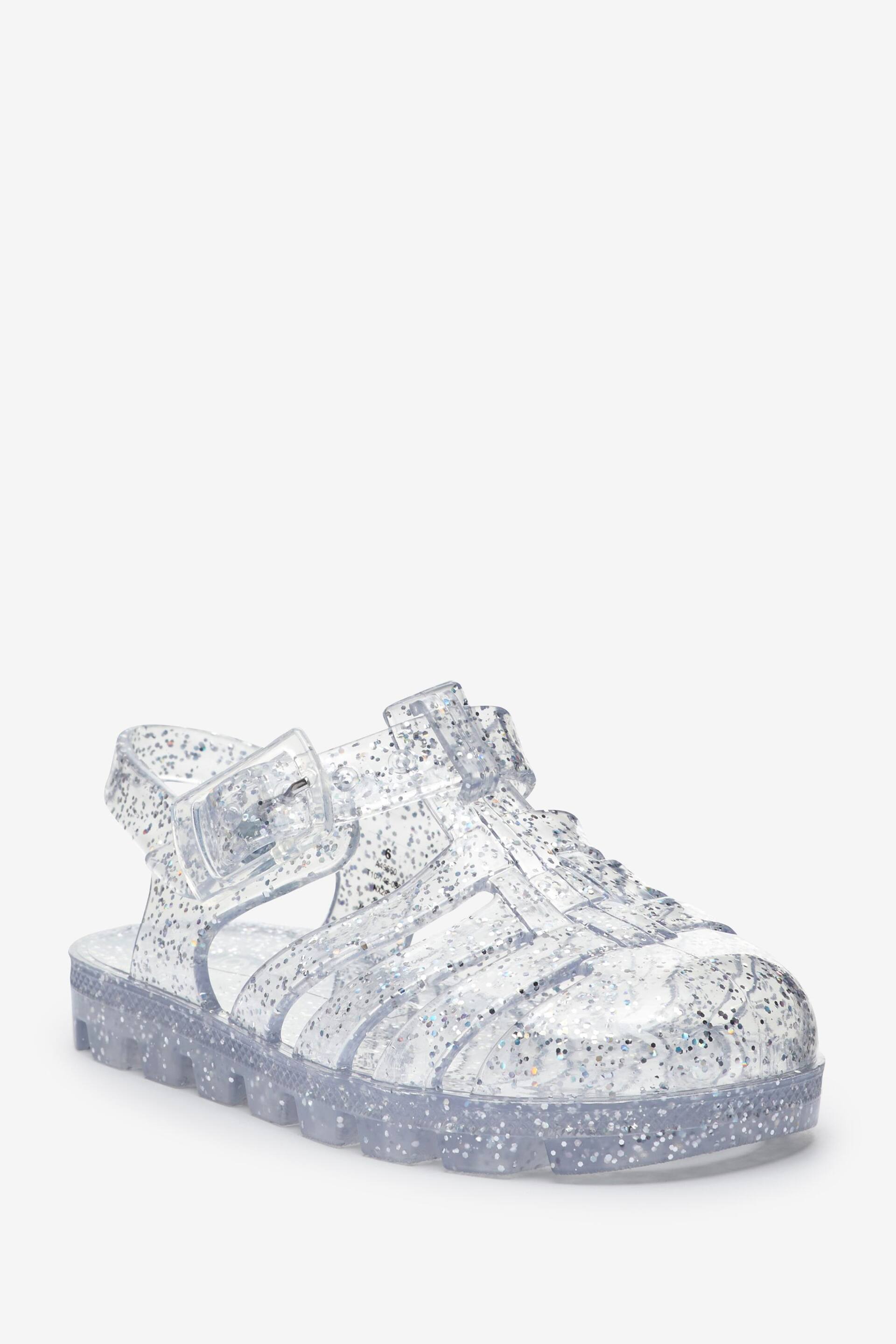 Silver Glitter Jelly Sandals - Image 2 of 4
