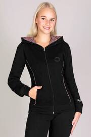 Pineapple Black Leopard Stripe Womens Zip Hoodie - Image 1 of 6