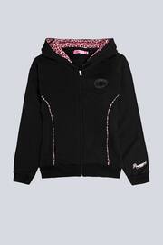 Pineapple Black Leopard Stripe Womens Zip Hoodie - Image 5 of 6