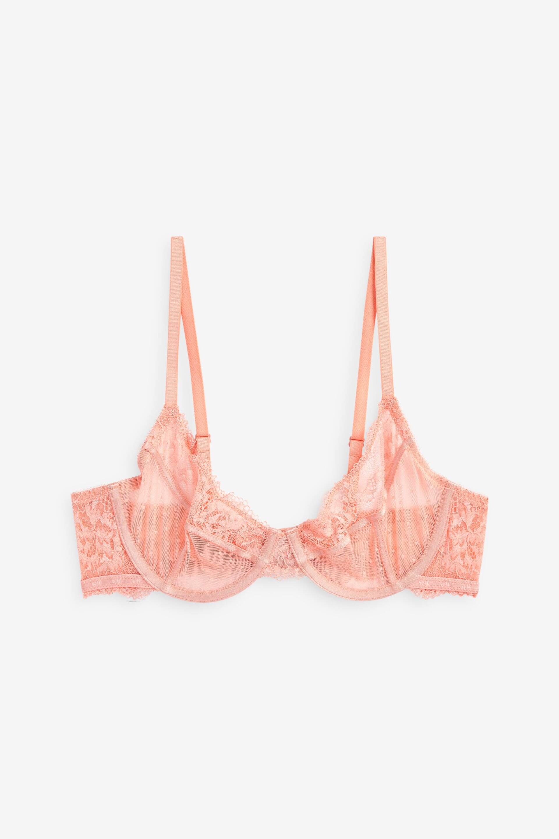 self. Pink Non Pad Wired Lace Balcony Bra - Image 9 of 10