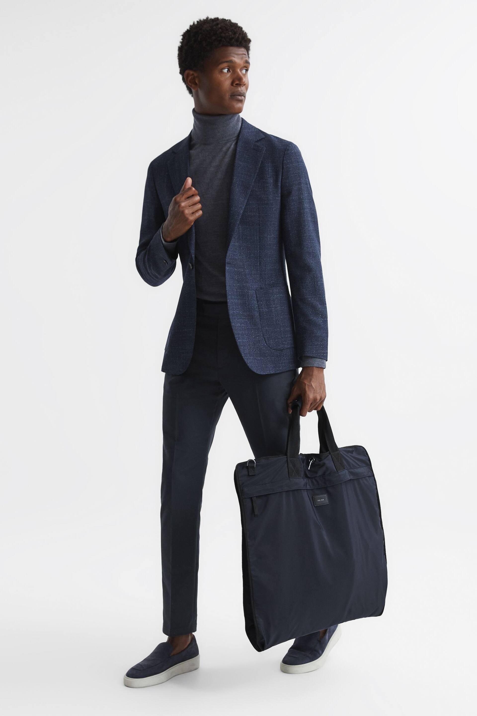 Reiss Dark Navy Callum Nylon Webbing Suit Bag - Image 2 of 5