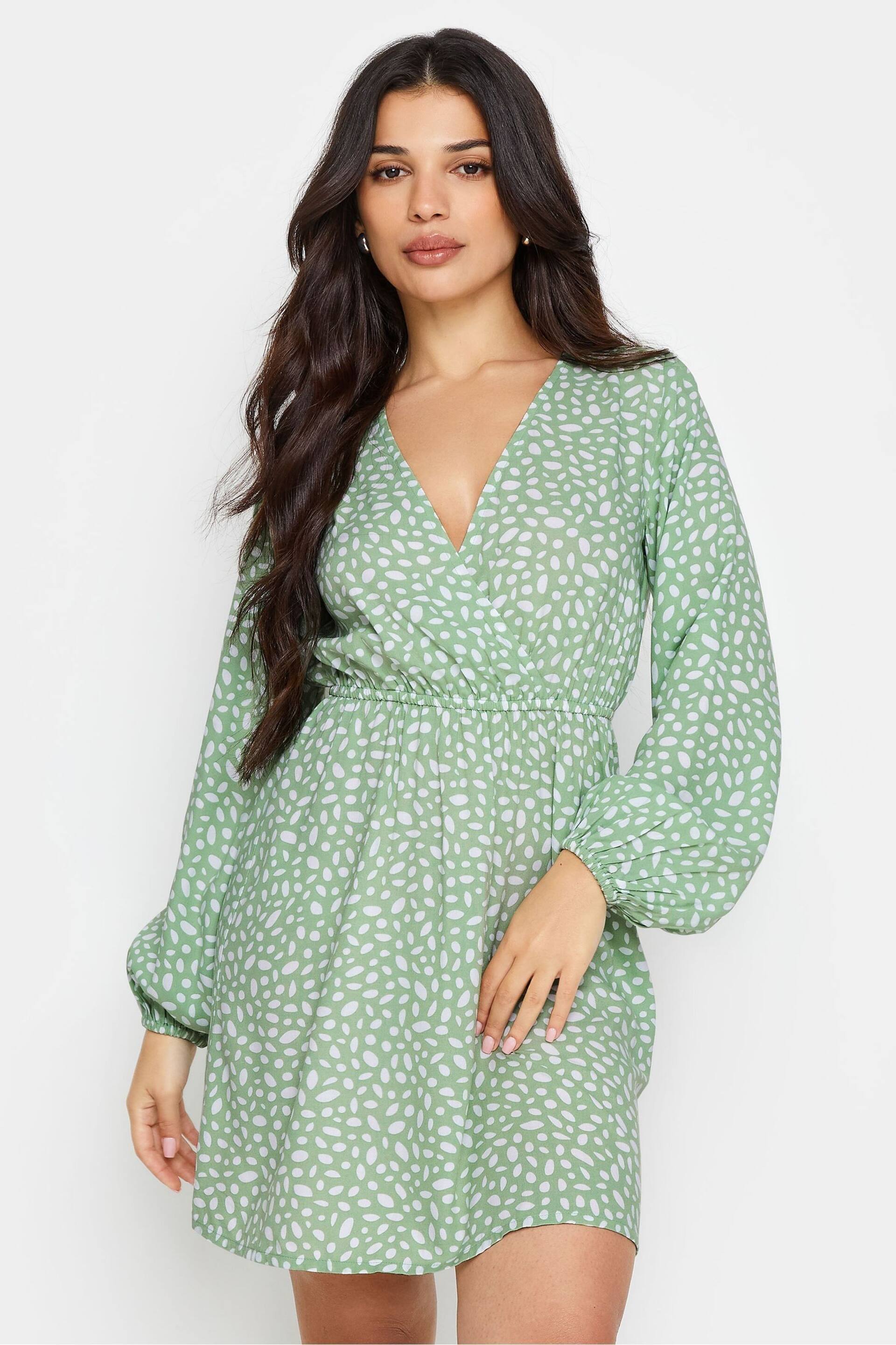 PixieGirl Petite Green Wrap Dress - Image 1 of 5