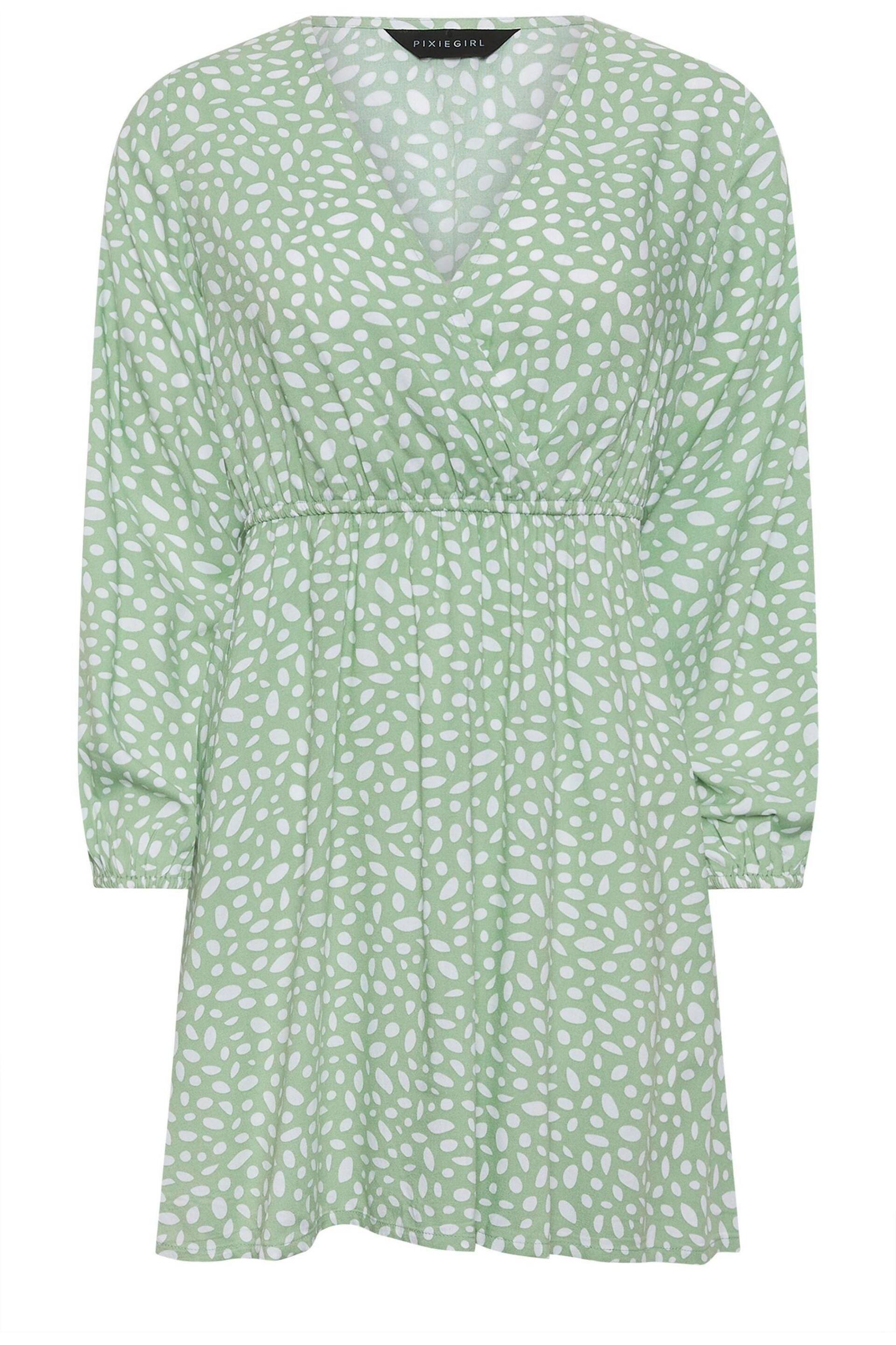 PixieGirl Petite Green Wrap Dress - Image 5 of 5